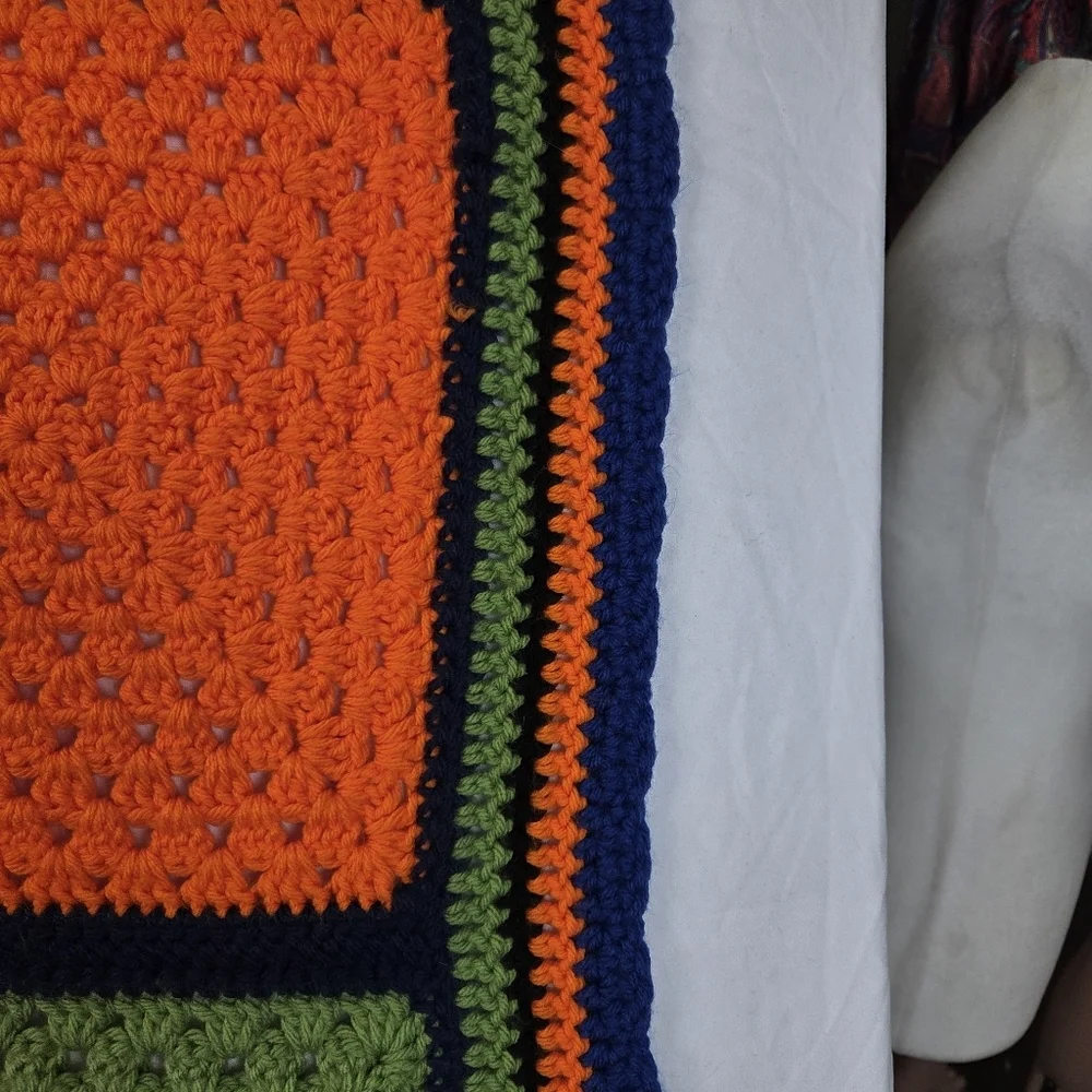 Handmade Baltimore‎ Sports Crochet Throw Blanket 61x50 Ravens Orioles